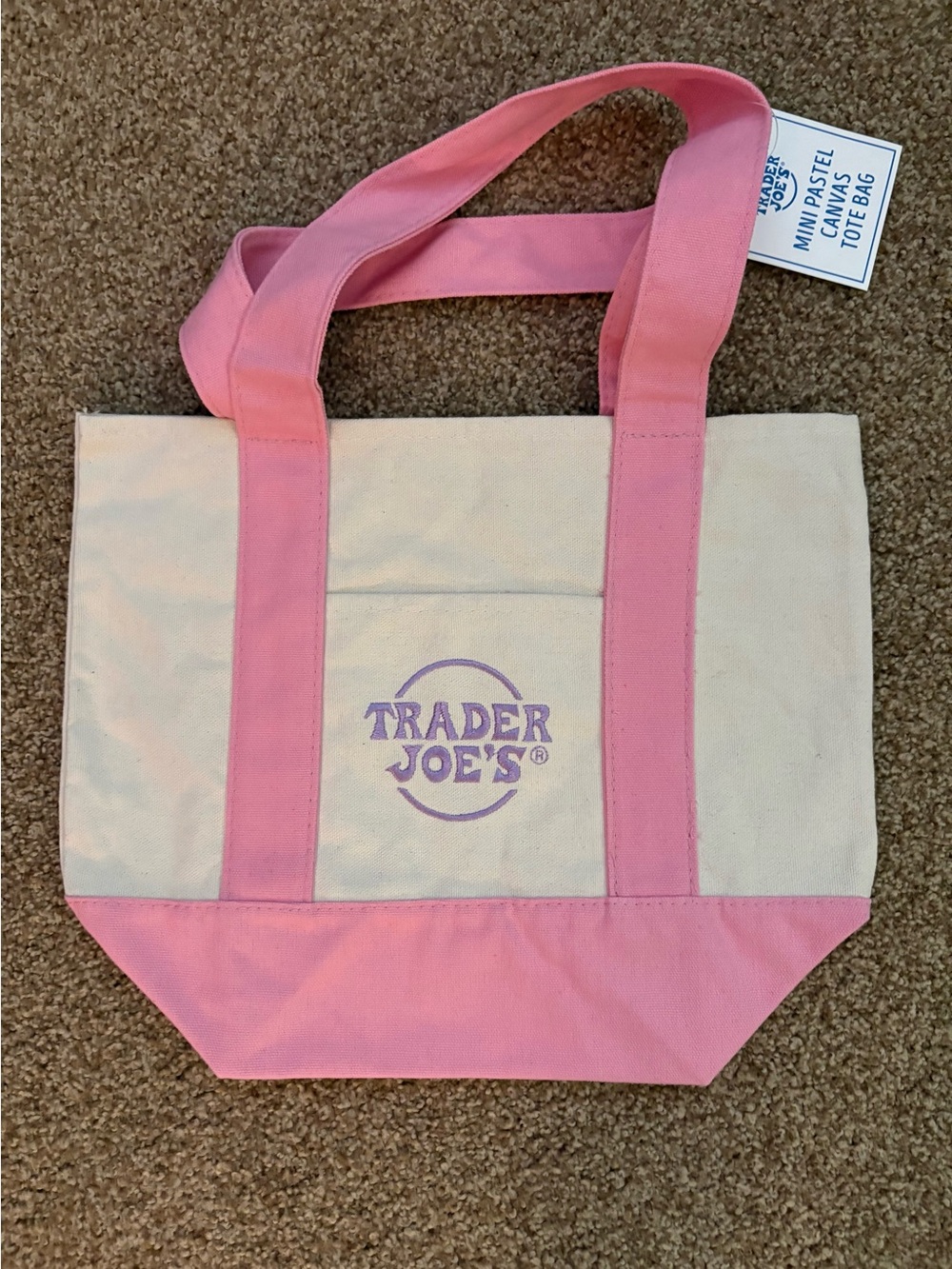 Pink & Cream Canvas Tote Bag